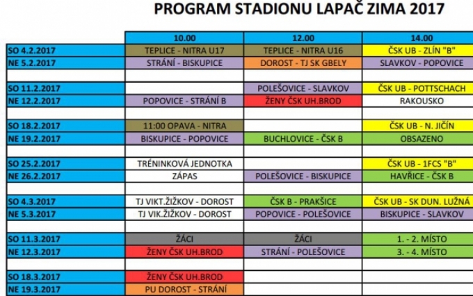 Program stadionu Lapač - zima 2017